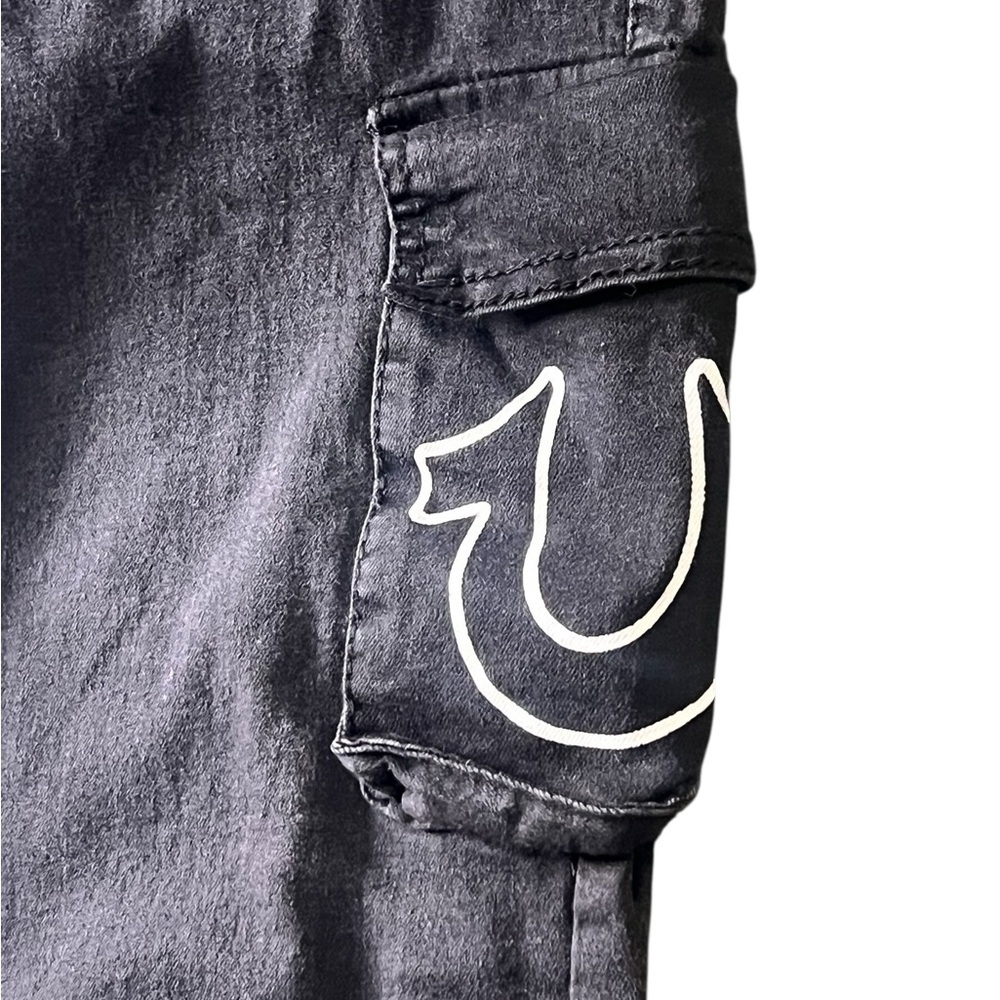 True Religion NWT Ricky relaxed straight cargo jeans in black adjustable waist - Picture 7 of 11